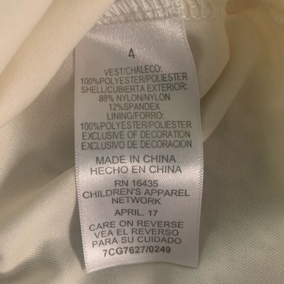 Lace Flutter Sleeve Top cream off-white girls Size 4 - Picture 6 of 7